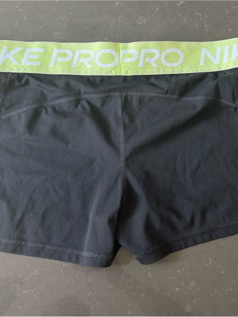 Nike Black Athletic Shorts with Lime Elastic Waistband